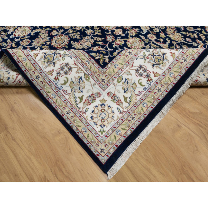 Traditional Wool & Silk Hand Knotted Rug Blue 8.9X12.0  -O091034
