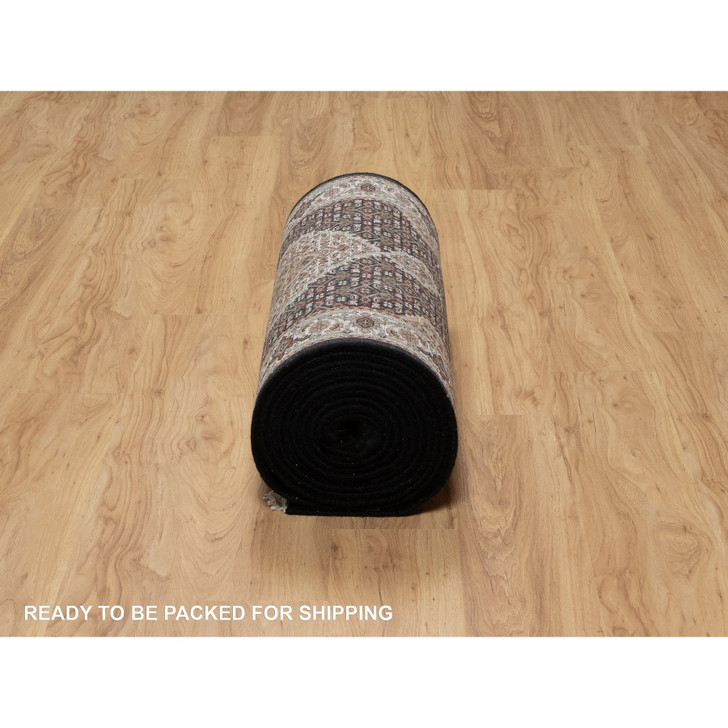 Traditional Wool Hand Knotted Rug Black 2.8X20.1  -O091027