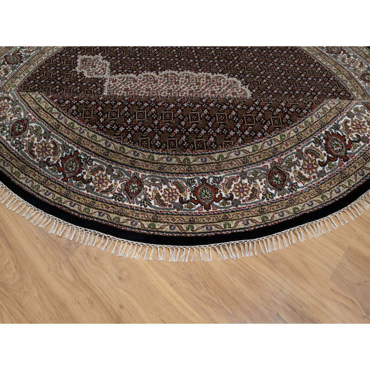 Traditional Wool Hand Knotted Rug Black 8.0X8.0  -O091041