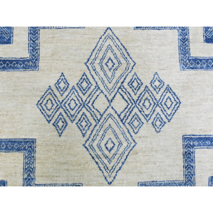 Oushak And Peshawar Wool Hand Knotted Rug Blue 8.10x11.8 -O072720