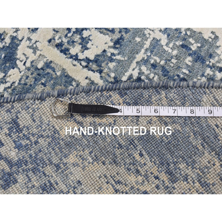 Modern and Contemporary Wool & Silk Hand Knotted Rug Blue 10.0x10.0 -O087742