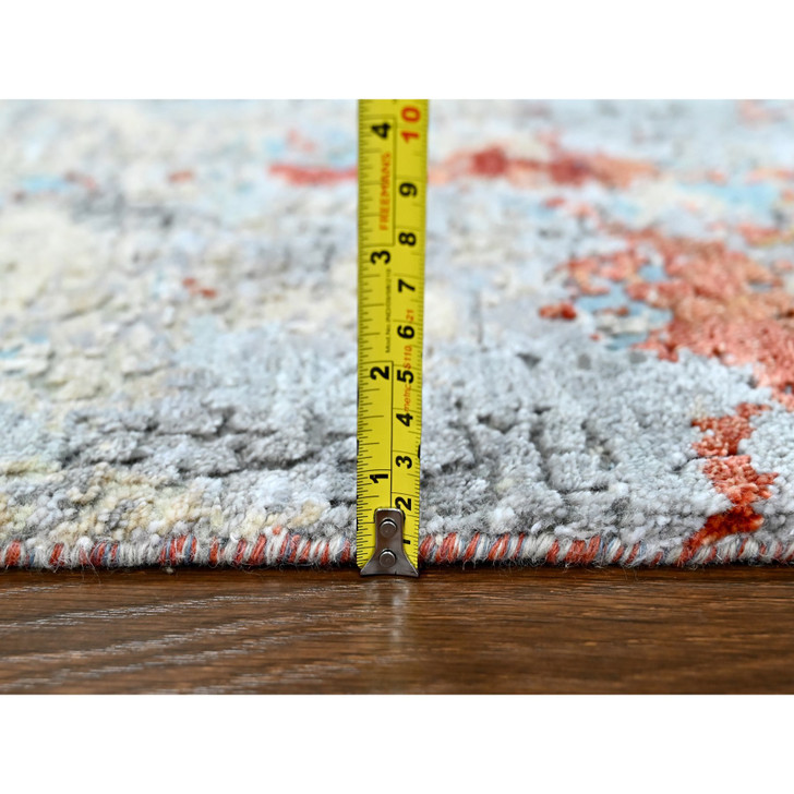 Modern and Contemporary Wool & Silk Hand Knotted Rug Orange 2.0x3.0 -O010103