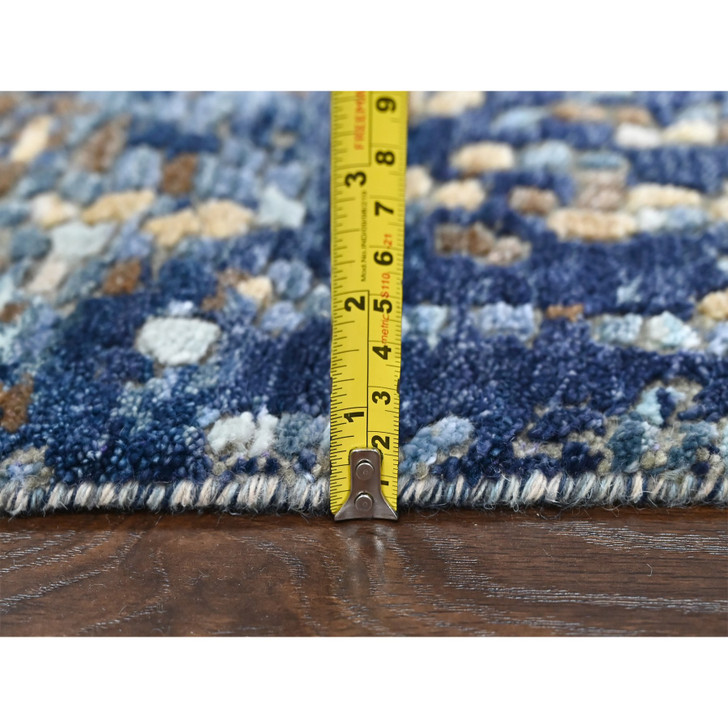 Modern and Contemporary Wool & Silk Hand Knotted Rug Blue 2.0x3.0 -O010099