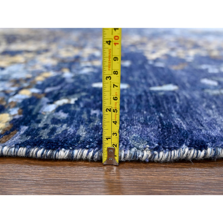 Modern and Contemporary Wool & Silk Hand Knotted Rug Blue 7.9x7.9 -O010100