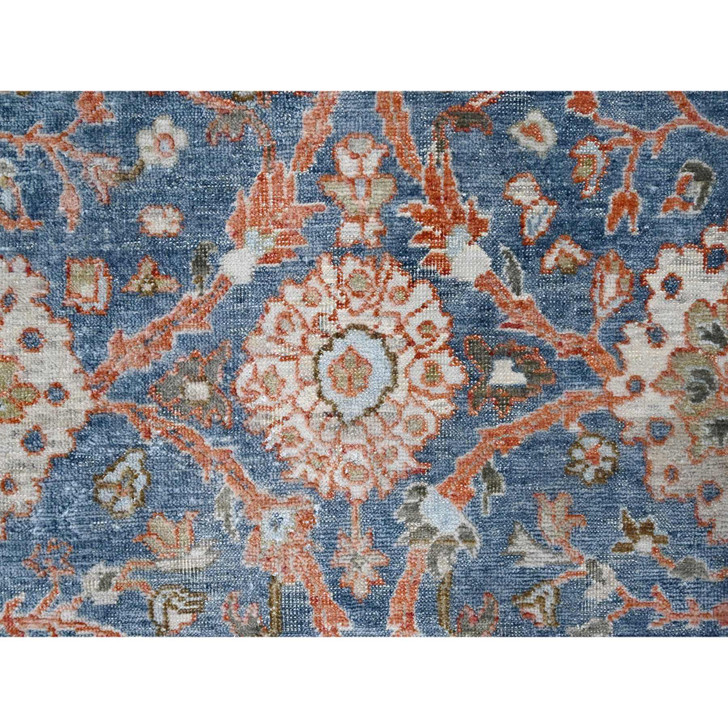 Oushak And Peshawar Wool Hand Knotted Rug Blue 7.10x9.8 -O010120