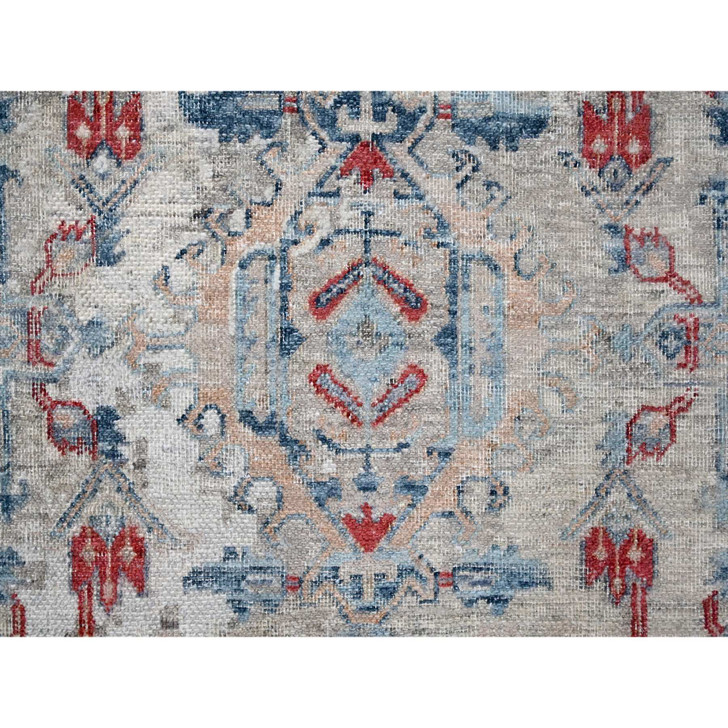 Oushak And Peshawar Wool Hand Knotted Rug Blue 8.9x11.9 -O010142
