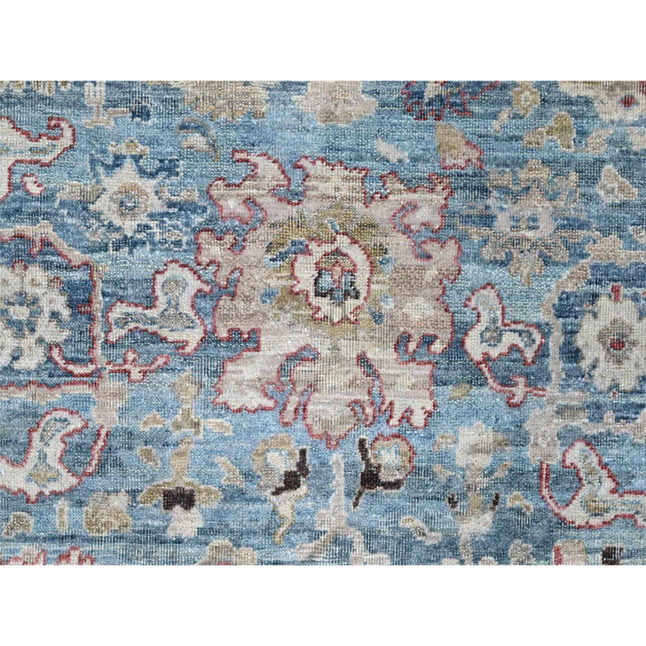 Oushak And Peshawar Wool Hand Knotted Rug Blue 7.8x9.8 -O010146