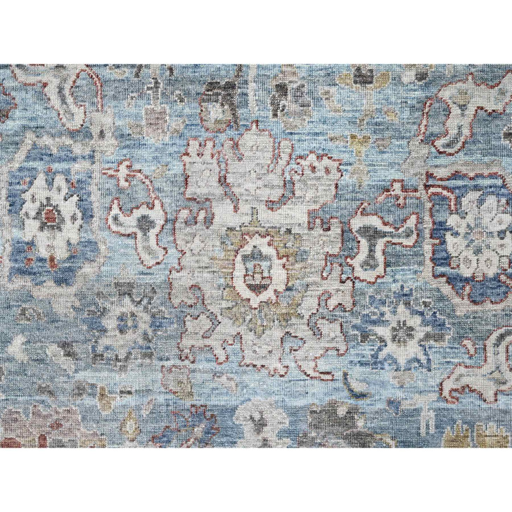 Oushak And Peshawar Wool Hand Knotted Rug Blue 8.11x11.9 -O010147