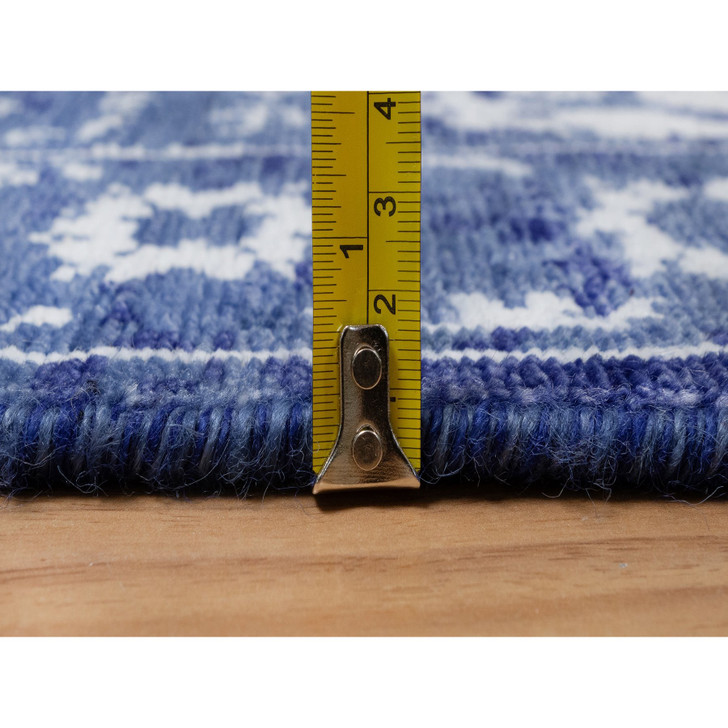 Transitional Wool & Silk Hand Knotted Rug Blue 2.1x3.2 -O091228