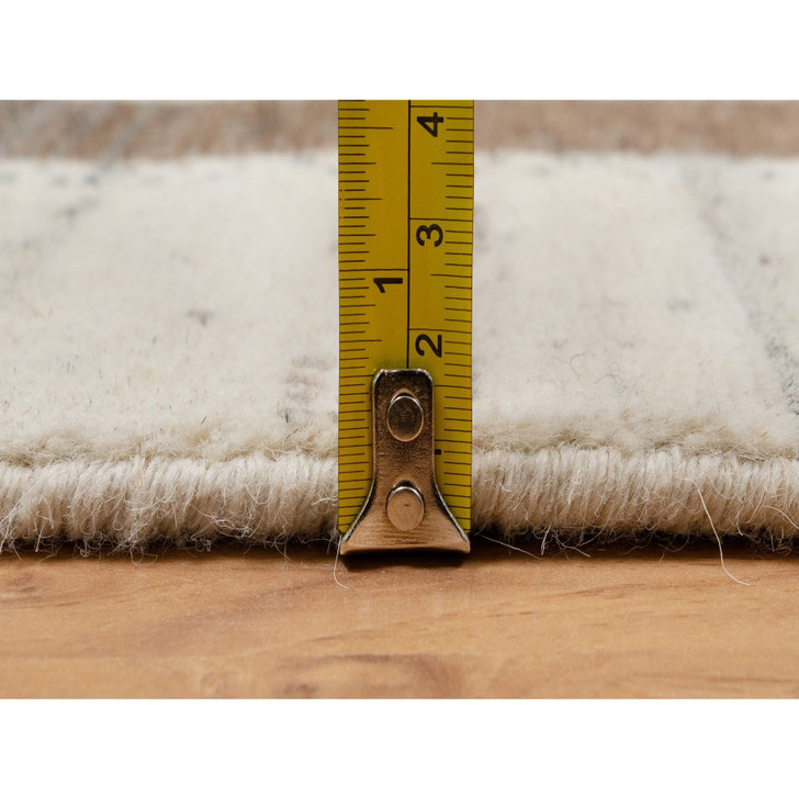 Modern and Contemporary Wool Hand Knotted Rug Ivory 2.8x7.11 -O091259