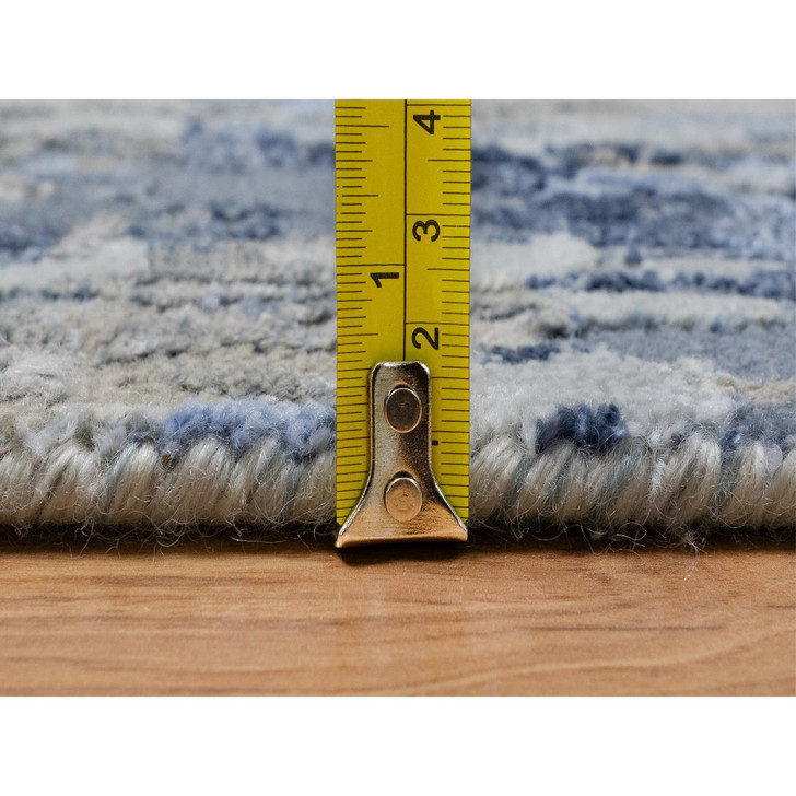 Modern and Contemporary Wool & Silk Hand Knotted Rug Ivory 2.7x10.2 -O091290