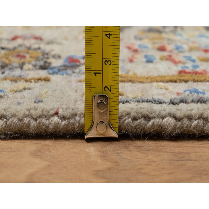 Transitional Wool & Pure Silk Hand Knotted Rug Brown 4.1x5.11 -O091288