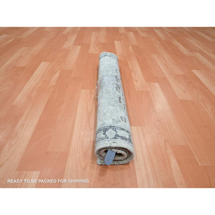 Oushak And Peshawar Wool & Silk Hand Knotted Rug Grey 2.1x3.2 -O075525