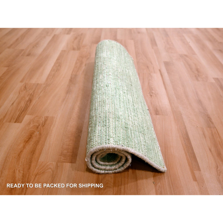 Modern and Contemporary Wool Hand Knotted Rug Green 2.0x3.0 -O076090