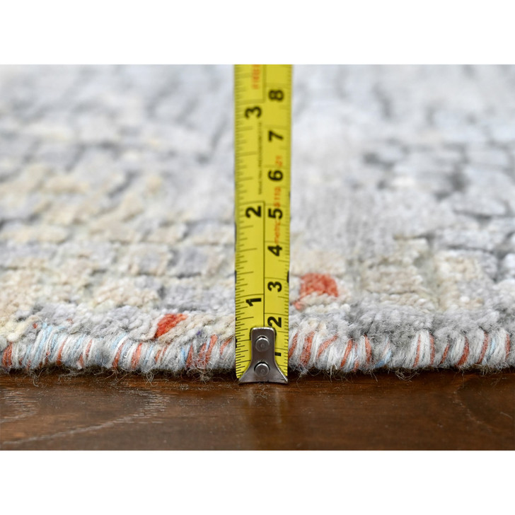 Modern and Contemporary Wool & Silk Hand Knotted Rug Orange 9.9x9.10 -O010179