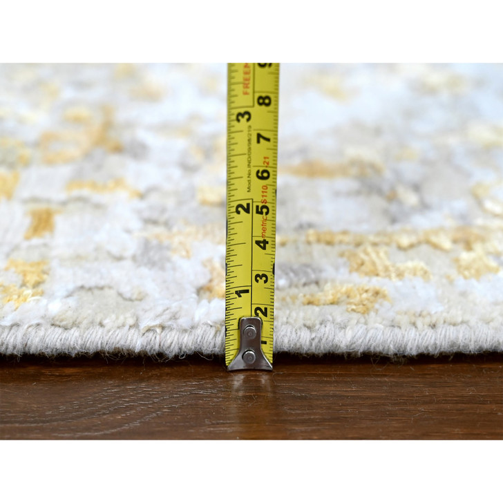 Modern and Contemporary Wool & Silk Hand Knotted Rug Beige 6.0x6.0 -O010203