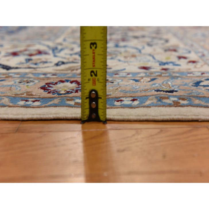 Persian Wool & Silk Hand Knotted Rug Ivory 13.7x20.7 -O078375