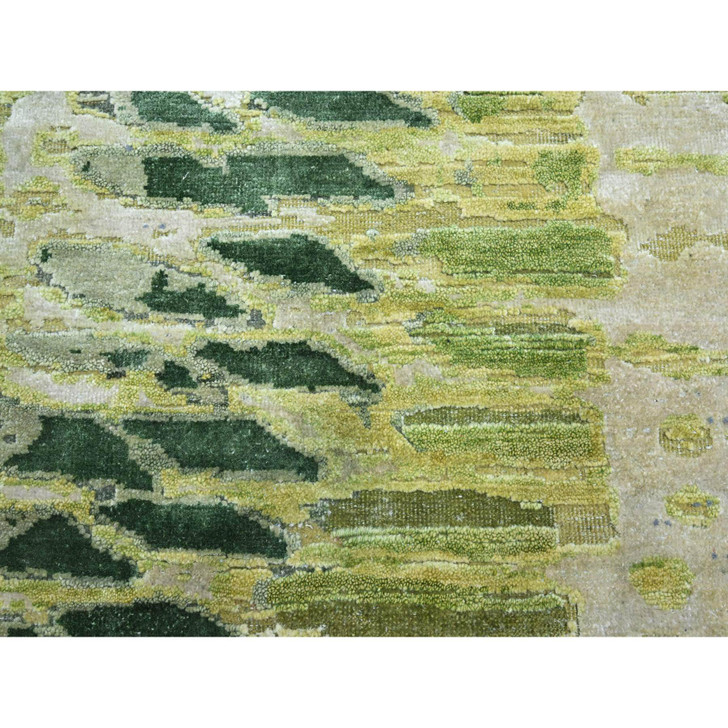 Modern and Contemporary Silk Hand Knotted Rug Green 9.0x12.2 -O075551