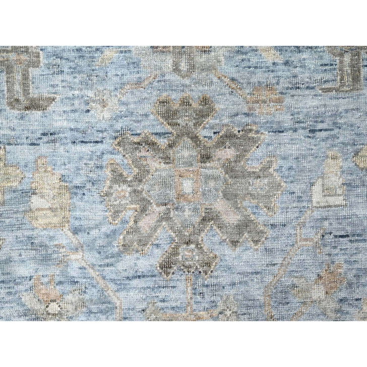 Oushak And Peshawar Wool Hand Knotted Rug Blue 9.0x11.11 -O010223