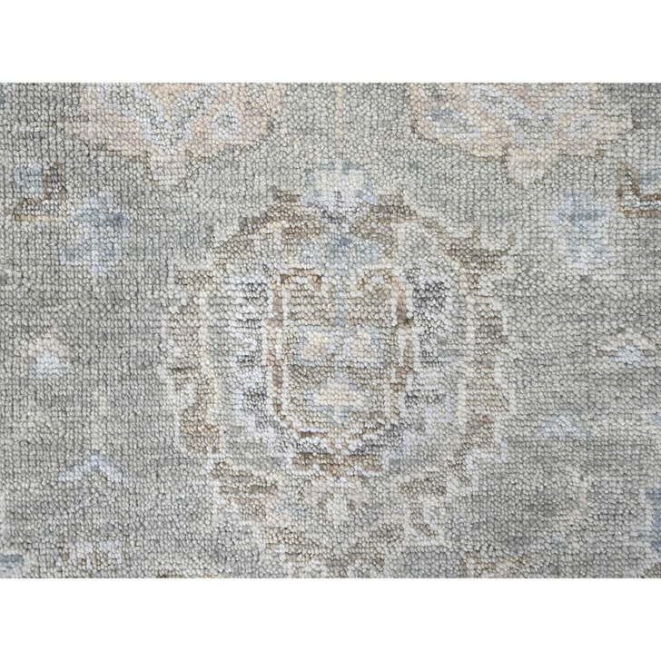 Oushak And Peshawar Wool Hand Knotted Rug Grey 8.11x11.11 -O010236