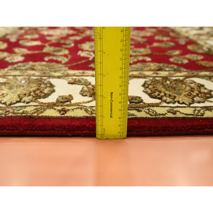 Rajasthan Wool & Silk Hand Knotted Rug Red 4.2x4.11 -O075605