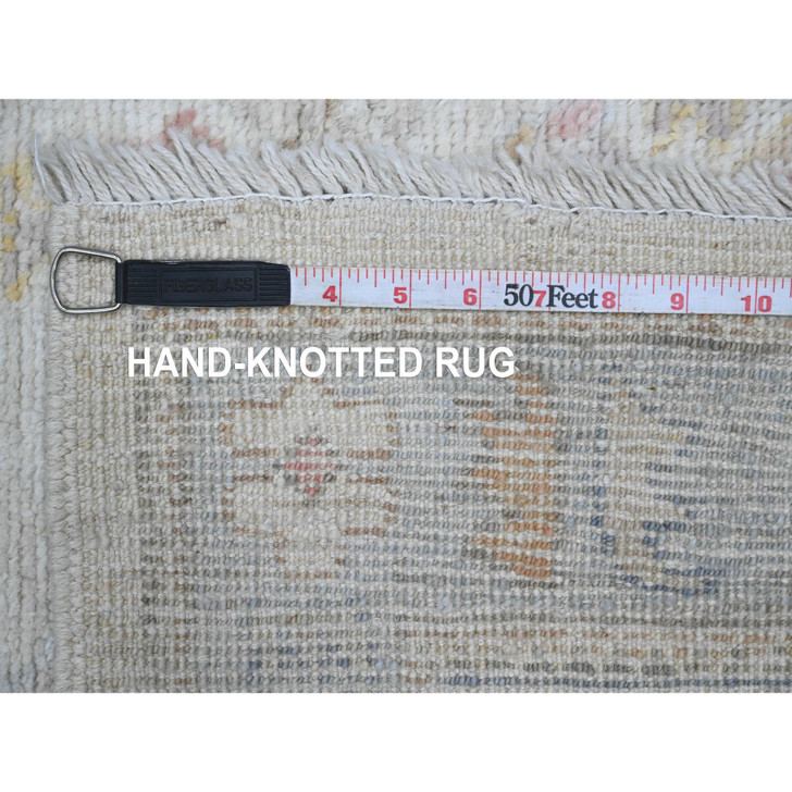 Oushak And Peshawar Wool Hand Knotted Rug Ivory 2.8x8.9 -O089887