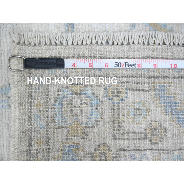 Oushak And Peshawar Wool Hand Knotted Rug Ivory 2.8x13.6 -O089892