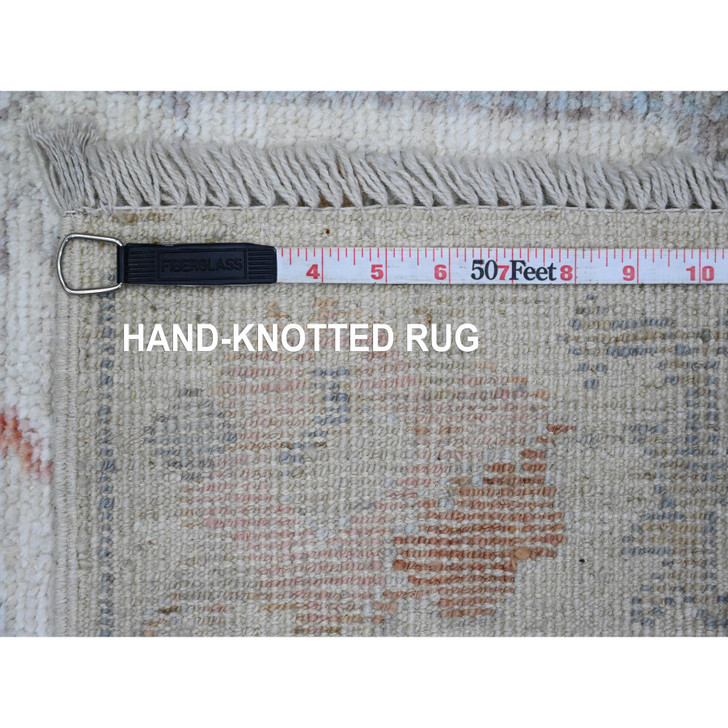 Oushak And Peshawar Wool Hand Knotted Rug Ivory 2.7x6.2 -O089924