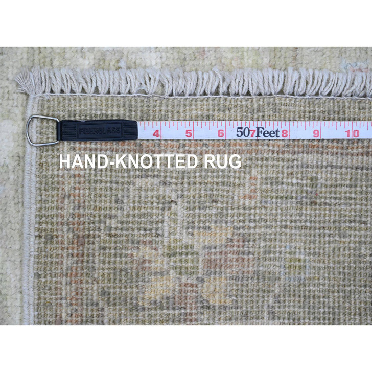 Oushak And Peshawar Wool Hand Knotted Rug Green 2.9x9.11 -O089937