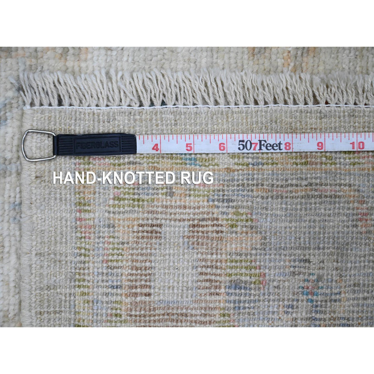 Oushak And Peshawar Wool Hand Knotted Rug Ivory 4.1x9.6 -O020076