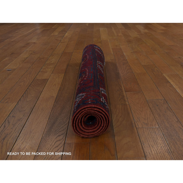 Tribal & Geometric Wool Hand Knotted Rug Red 3.6x5.1 -O078396