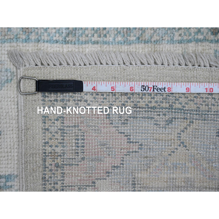 Oushak And Peshawar Wool Hand Knotted Rug Ivory 2.8x11.4 -O020300