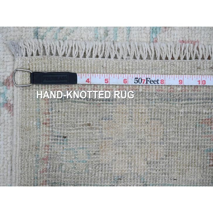 Oushak And Peshawar Wool Hand Knotted Rug Ivory 2.10x11.7 -O020475