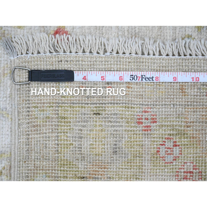 Oushak And Peshawar Wool Hand Knotted Rug Ivory 3.11x9.10 -O020486