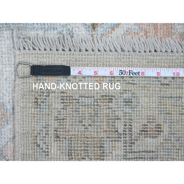Oushak And Peshawar Wool Hand Knotted Rug Ivory 2.10x7.9 -O020664
