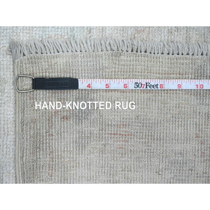 Oushak And Peshawar Wool Hand Knotted Rug Ivory 2.10x9.7 -O020665