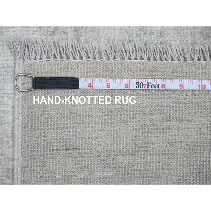 Oushak And Peshawar Wool Hand Knotted Rug Ivory 2.8x11.4 -O020788