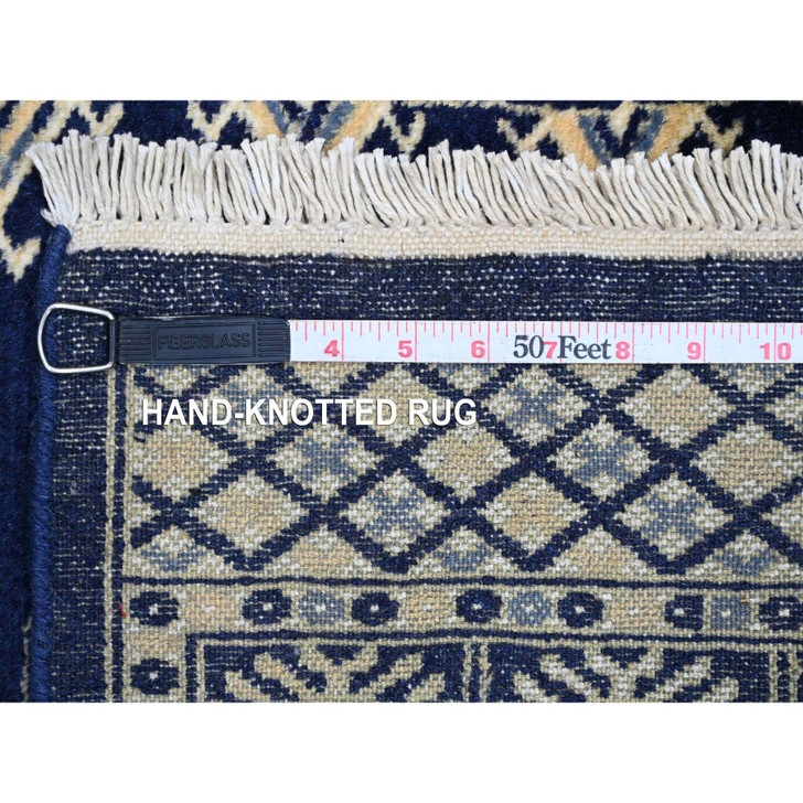 Tribal & Geometric Wool Hand Knotted Rug Blue 2.6x19.7 -O020517