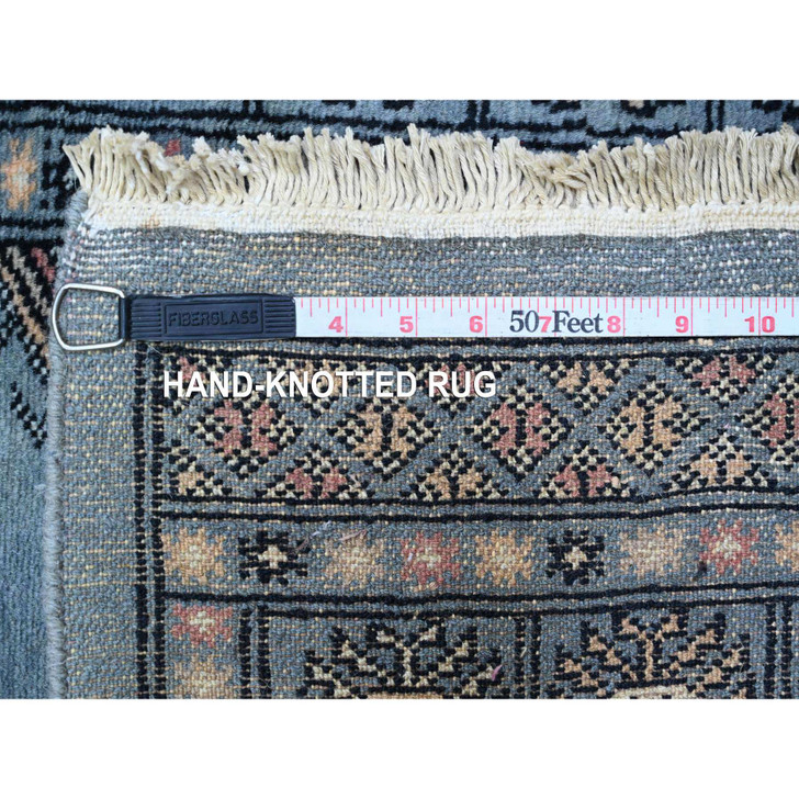 Tribal & Geometric Wool Hand Knotted Rug Grey 2.7x11.10 -O020518