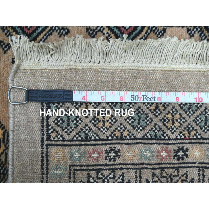 Tribal & Geometric Wool Hand Knotted Rug Ivory 2.7x12.0 -O020609