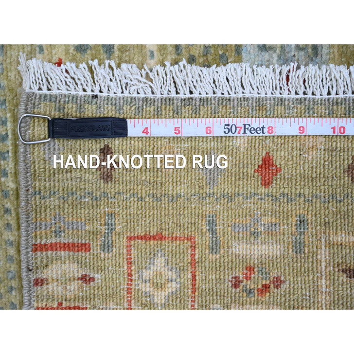 Tribal & Geometric Wool Hand Knotted Rug Green 2.9x5.10 -O020119