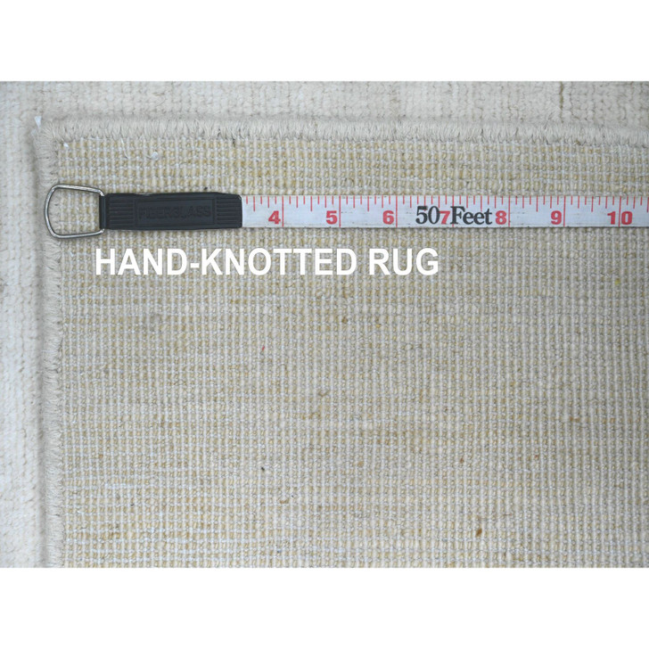 Modern and Contemporary Wool Hand Knotted Rug Ivory 2.0x2.11 -O020827
