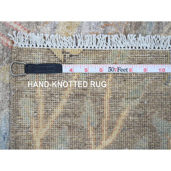 Oushak And Peshawar Wool Hand Knotted Rug Brown 2.8x11.10 -O020428