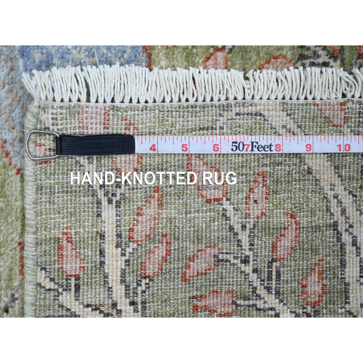 Oushak And Peshawar Wool Hand Knotted Rug Green 2.11x5.2 -O020430