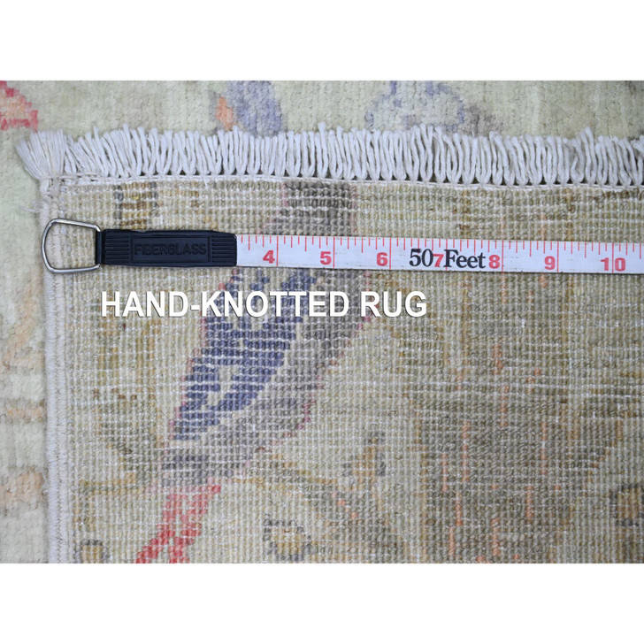 Oushak And Peshawar Wool Hand Knotted Rug Green 2.7x7.9 -O020855