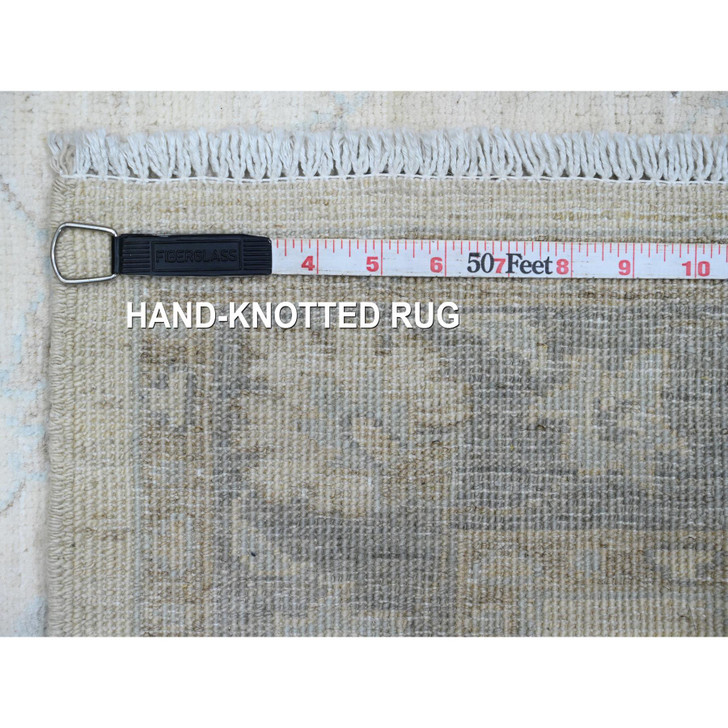 Oushak And Peshawar Wool Hand Knotted Rug Ivory 2.8x7.9 -O020498