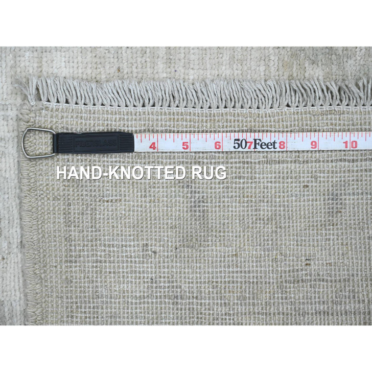 Oushak And Peshawar Wool Hand Knotted Rug Ivory 2.8x14.11 -O020501