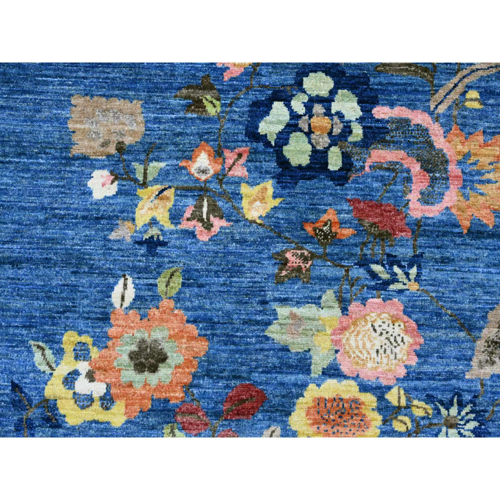 Oushak And Peshawar Wool Hand Knotted Rug Blue 8.2x9.8 -O020417
