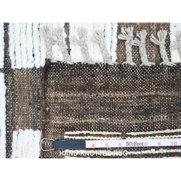 Tribal & Geometric Wool Hand Knotted Rug Brown 6.4x8.11 -O020421
