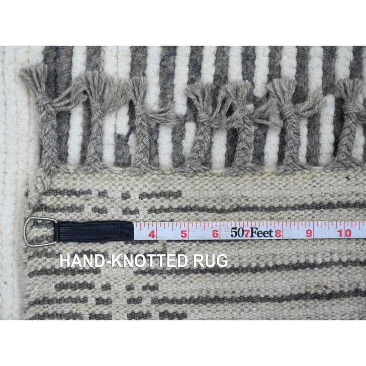 Tribal & Geometric Wool Hand Knotted Rug Grey 6.1x9.4 -O020422